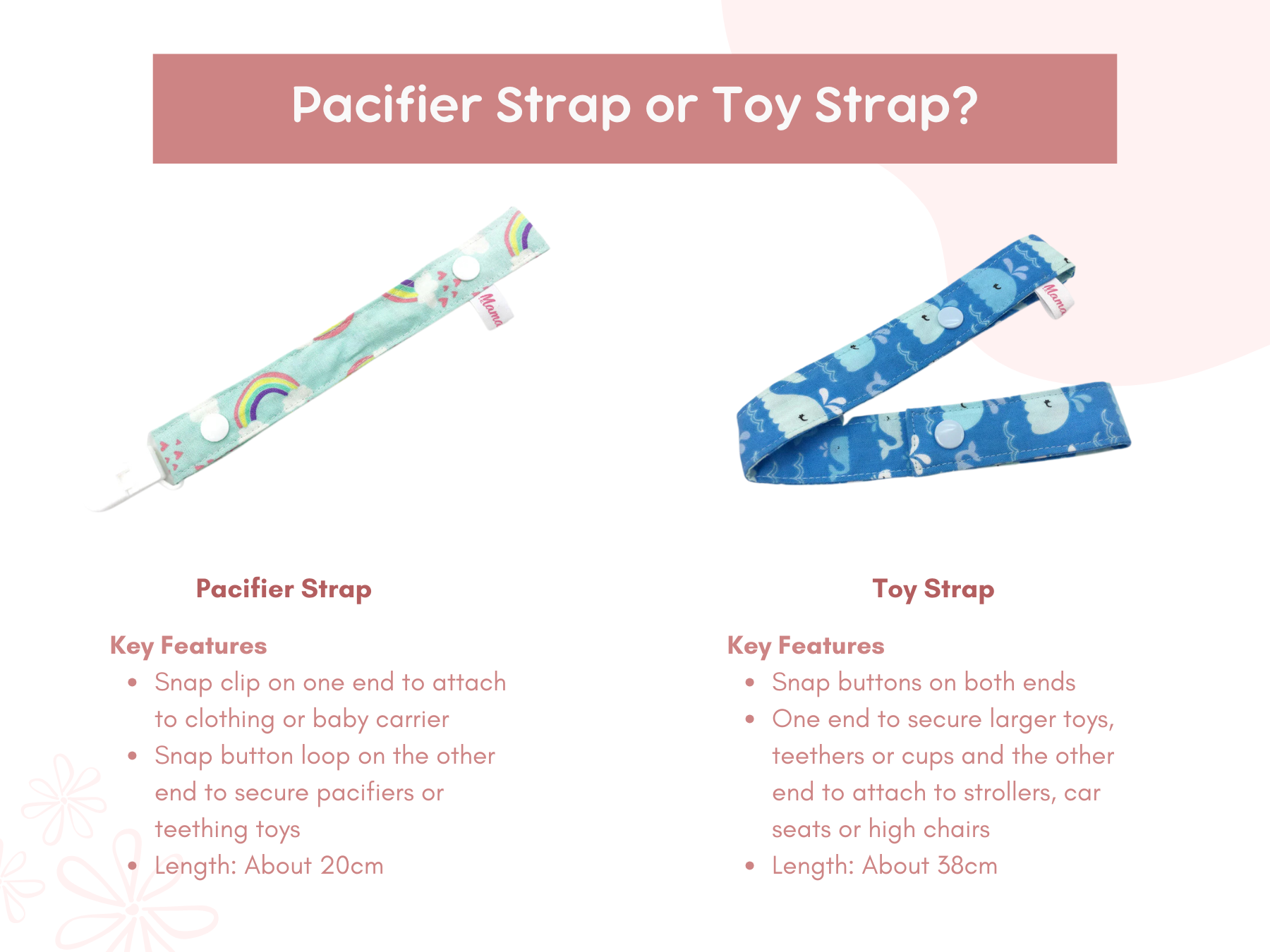 Pacifier Strap / Toy Strap Rainbow Dots