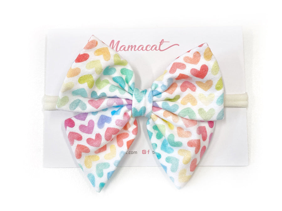 Bow Headband Rainbow Hearts