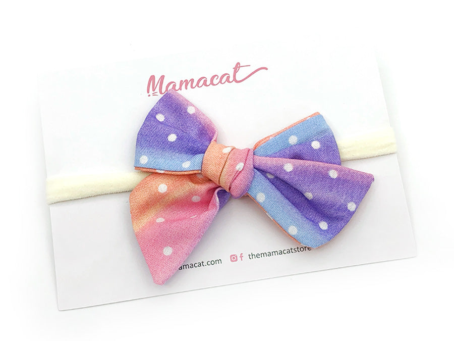 Bow Headband Rainbow Dots Purple