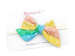 Bow Headband Rainbow Dots