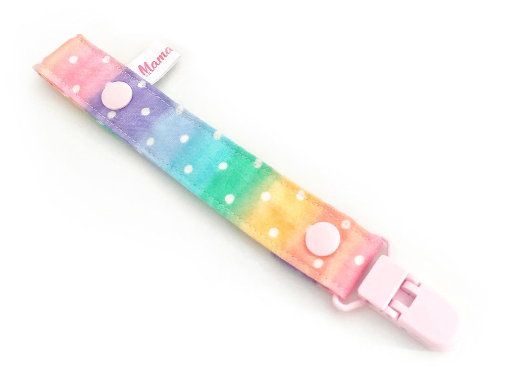 Pacifier Strap / Toy Strap Rainbow Dots