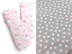 PRE-ORDER Seat Belt Pad Narwhal Pink Stars